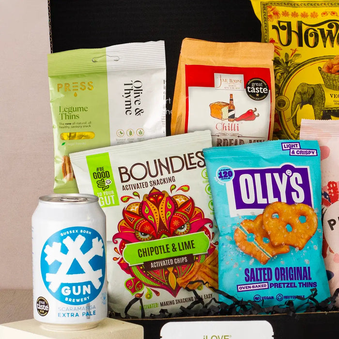 Vegan Man Box - Vegan Beer and Snack Hamper Close up