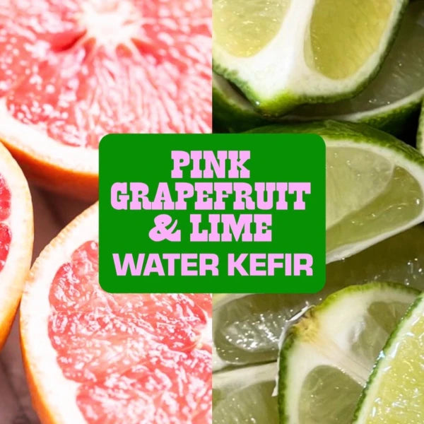 Agua de Madre Pink Grapefruit & Lime Water Kefir Close Up