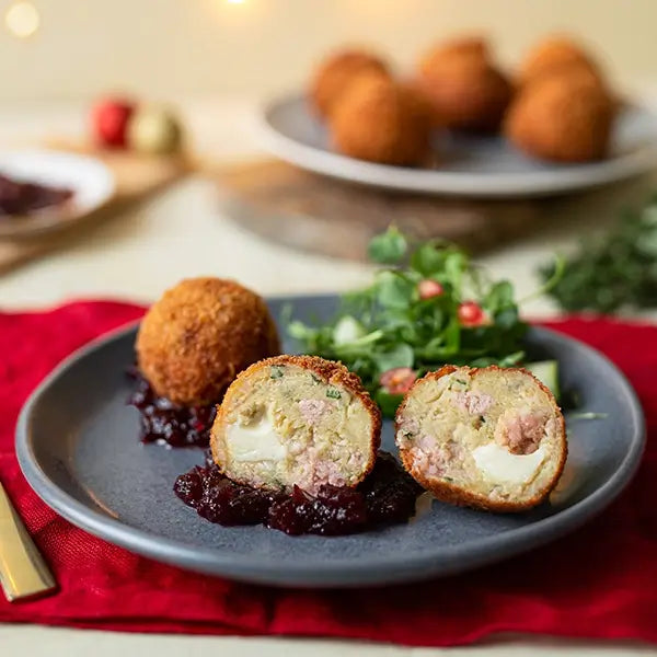 Clonakilty Stuffing Balls Cut on sauce