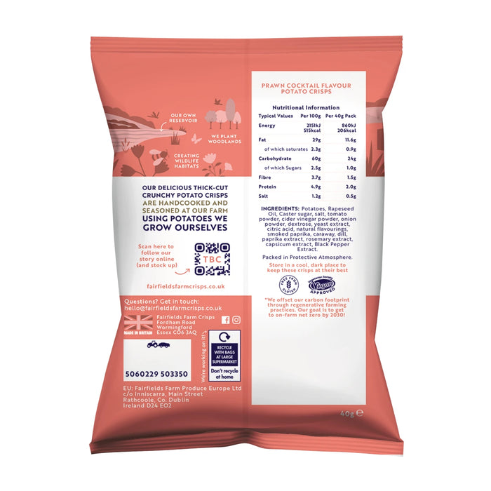 Fairfields Farm Crisps - Prawn Cocktail Crisps 36 x 40g Back