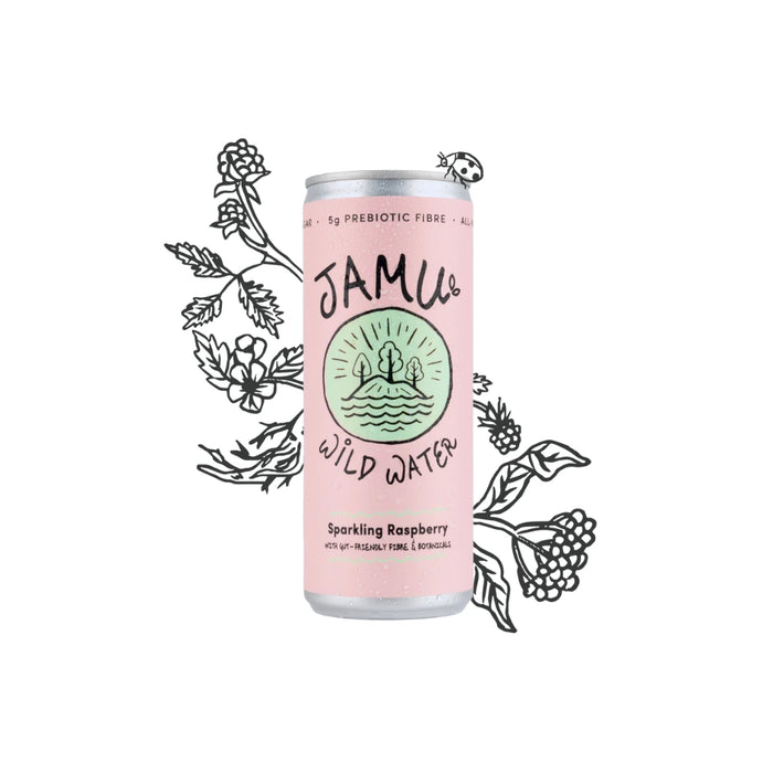 Jamu Wild Water - Natural Sparkling Raspberry Water 250ml Flower Background