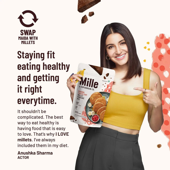 Millé Banana Choco-Chip 16g Plant Protein Pancake Mix 250g Anuksha Sharma Recommended