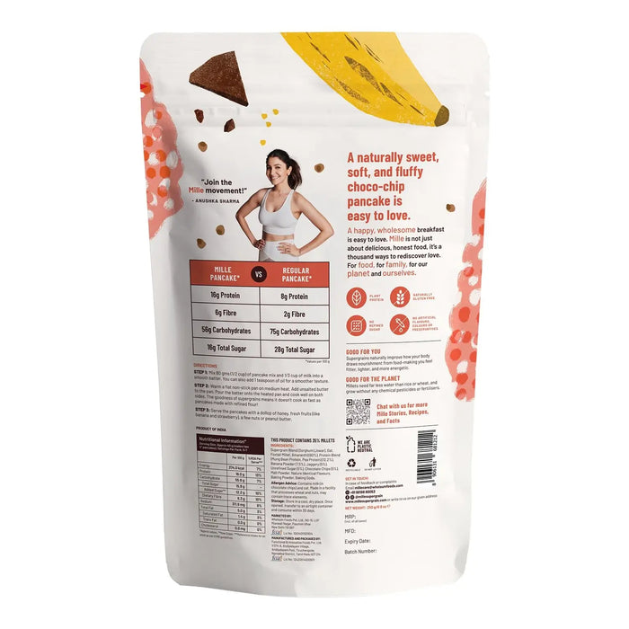 Millé Banana Choco-Chip 16g Plant Protein Pancake Mix 250g Back