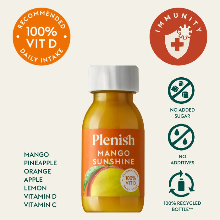 Plenish - Mango Sunshine Vitamin D Health Shot 60ml Ingredients and Health Benefits