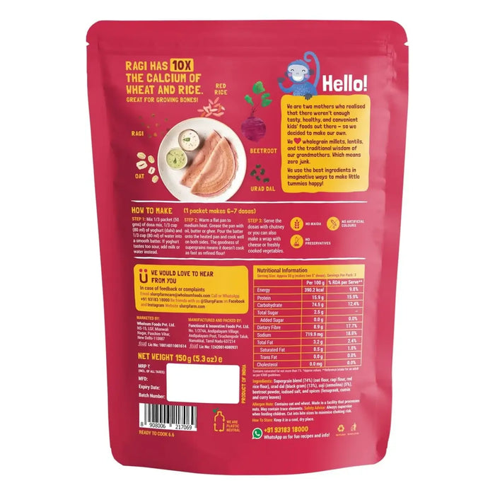 Slurrp Farm Beetroot Multigrain Millet Dosa Mix 150g Back