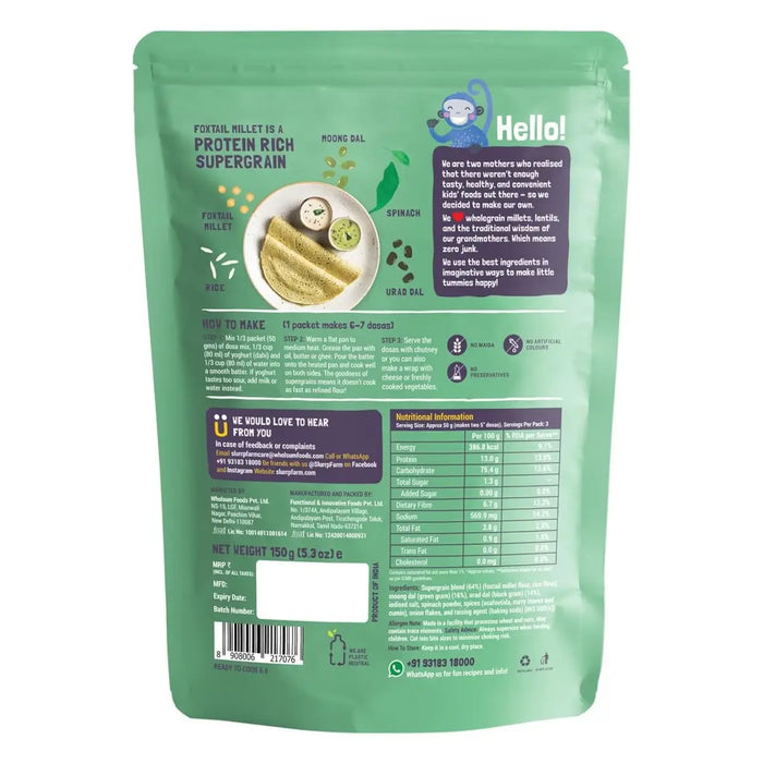 Slurrp Farm Spinach Multigrain Millet Dosa Mix 150g Back