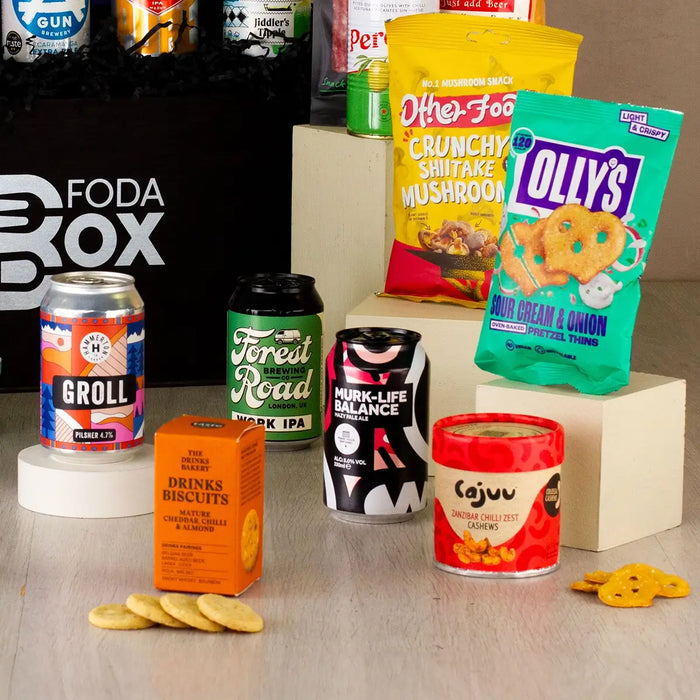 XXL Beer and Snacks Hamper Gift in Luxury Pine Box Close Up