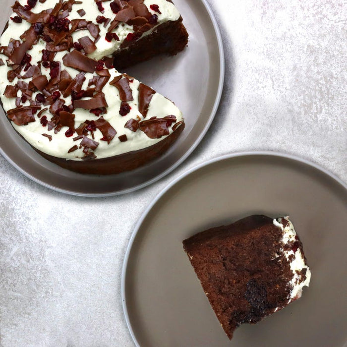 Black Forest Bento Cake - Bakerdays with a slice taken out