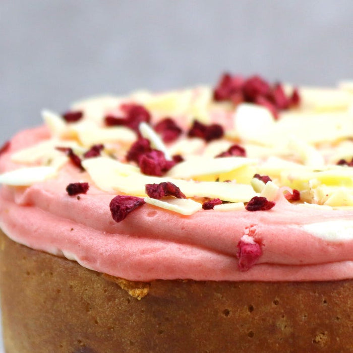 Raspberry Ripple Bento Cake - Bakerdays close up of topping