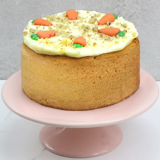 Traditional Carrot Bento Cake - Bakerdays on a pink cake stand