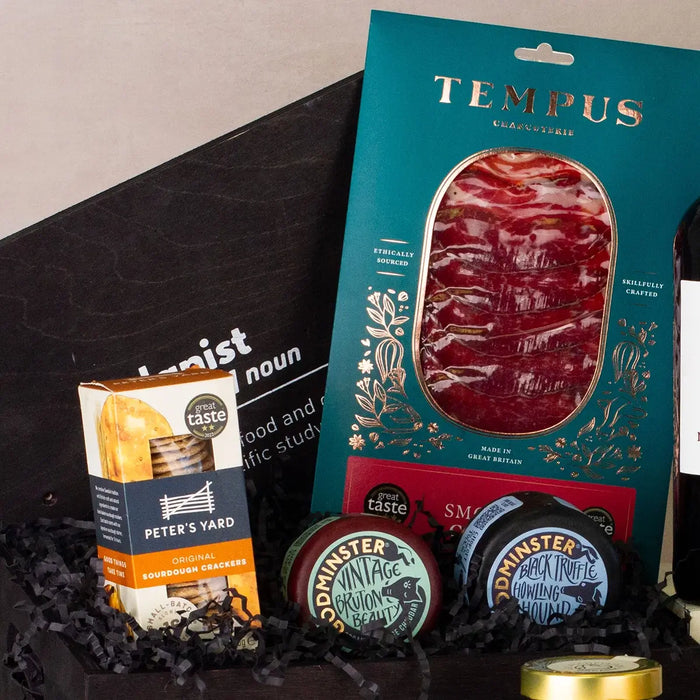 Red Wine, Cheese and Charcuterie Hamper Close Up