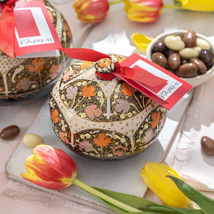 Handmade Bonbonnière Filled with Assorted Foil Wrapped Milk Chocolate Pralines with Crunch, 130g Gift Giving RJF Farhi 