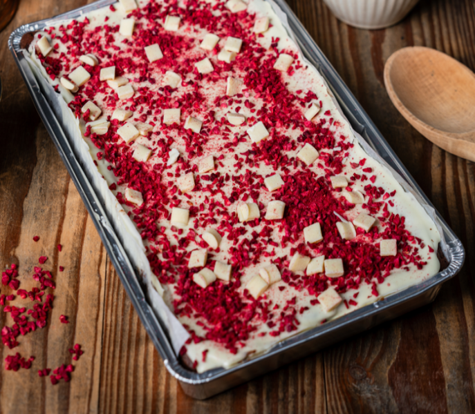 Raspberry & White Chocolate Loaded Brownie - The Original Cake Company