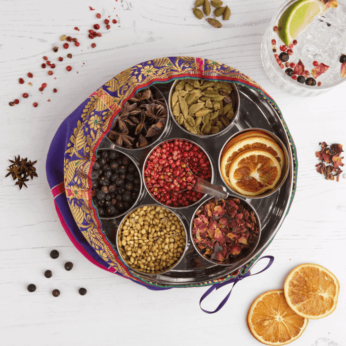 Spice Kitchen - Gin Botanicals Tin with 7 Botanicals & Silk Sari Wrap-1